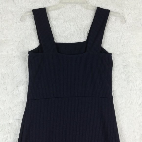 Vanity Room Womens‎ Midi Apron Navy Blue Ribbed Front Slit Pullover Sleeveless M - Picture 4 of 11